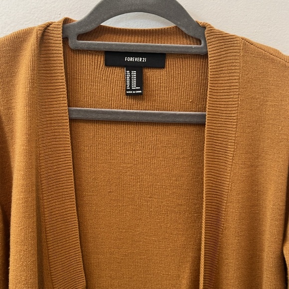 MUSTARD LONG LINE CARDIGAN - Picture 2 of 4